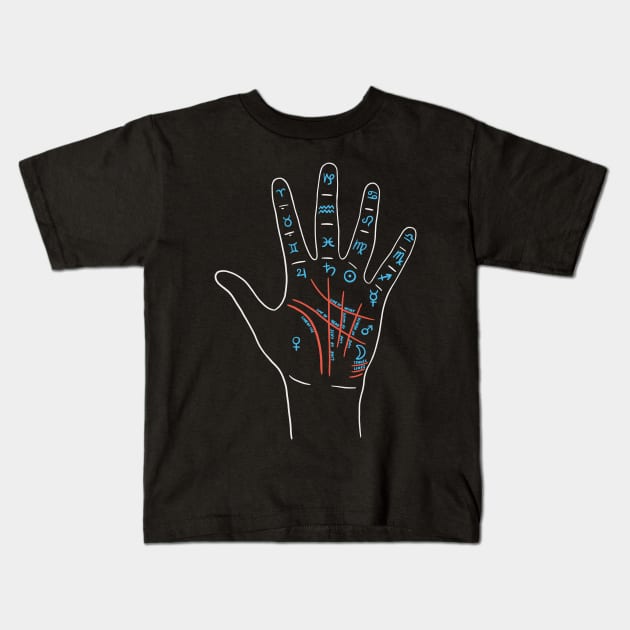 Palmistry With Zodiac Signs and Planets Kids T-Shirt by isstgeschichte